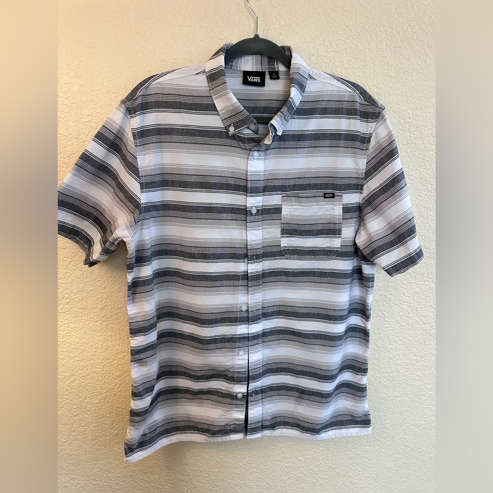 Vans Men's Casual Striped Shirt - Black and White
